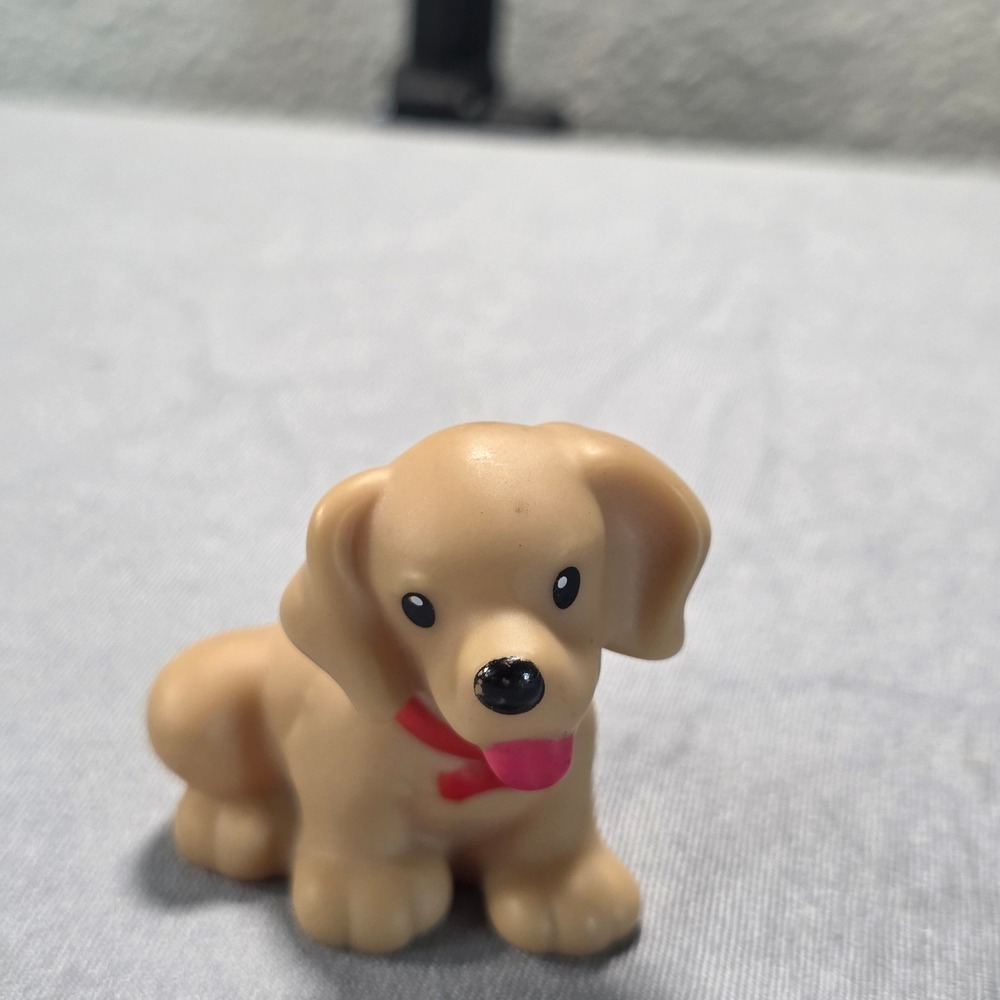 Fisher Price Little People Tan Puppy Dog Figure Red Collar 2019